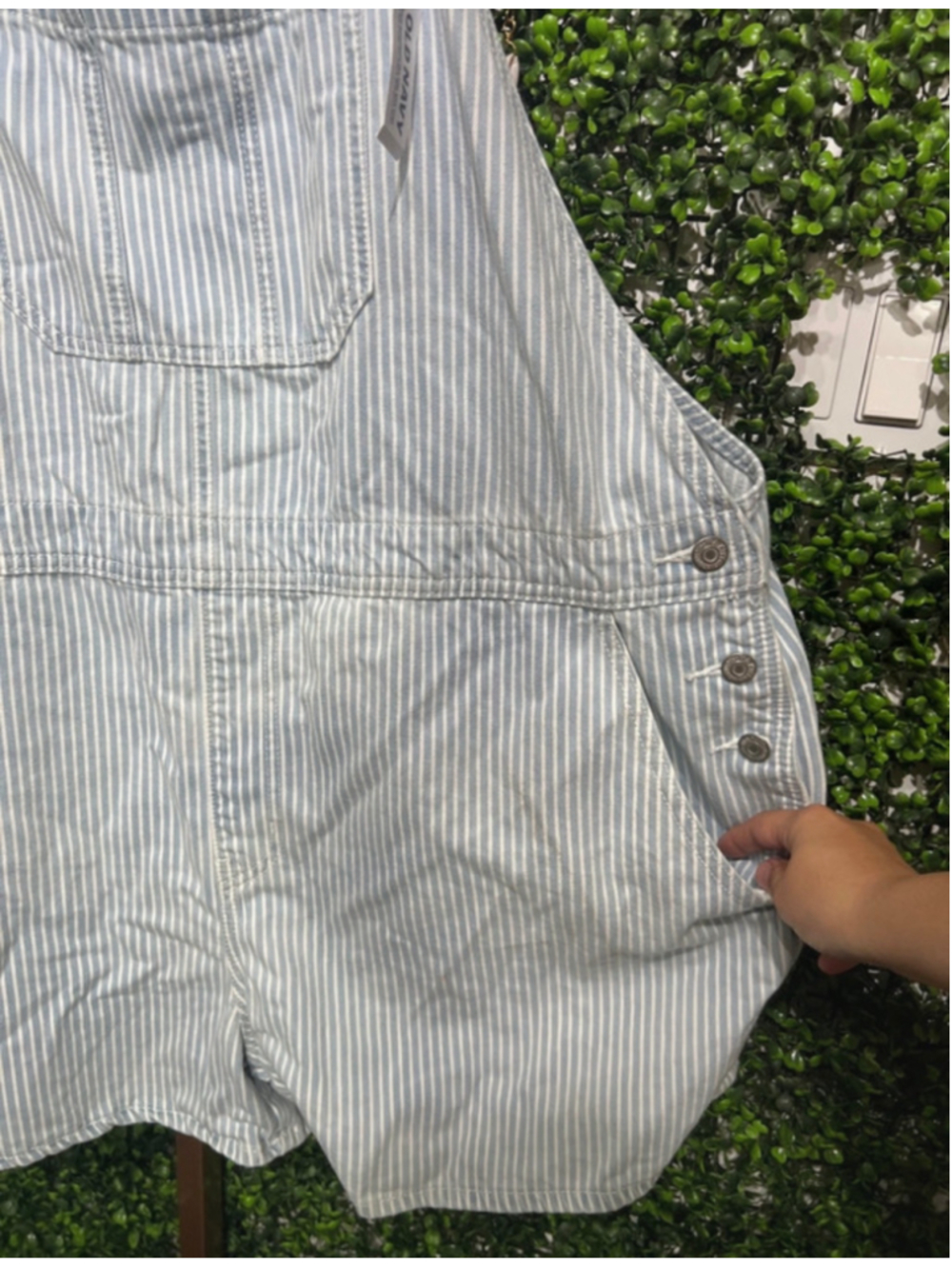 Women's Old Navy Striped Denim Overalls Jumper Jumpsuit Blue White Size XXL 2XL - Picture 3 of 6